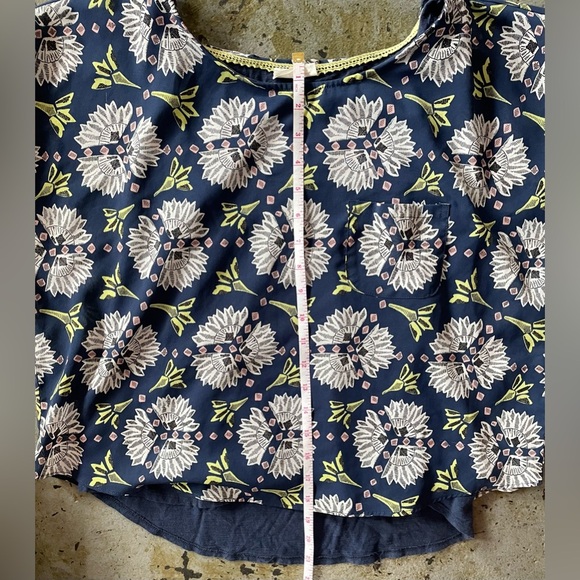 Women's Anthropologie Meadow Rue Medium Short Sleeve Blouse Top Blue - Picture 5 of 6